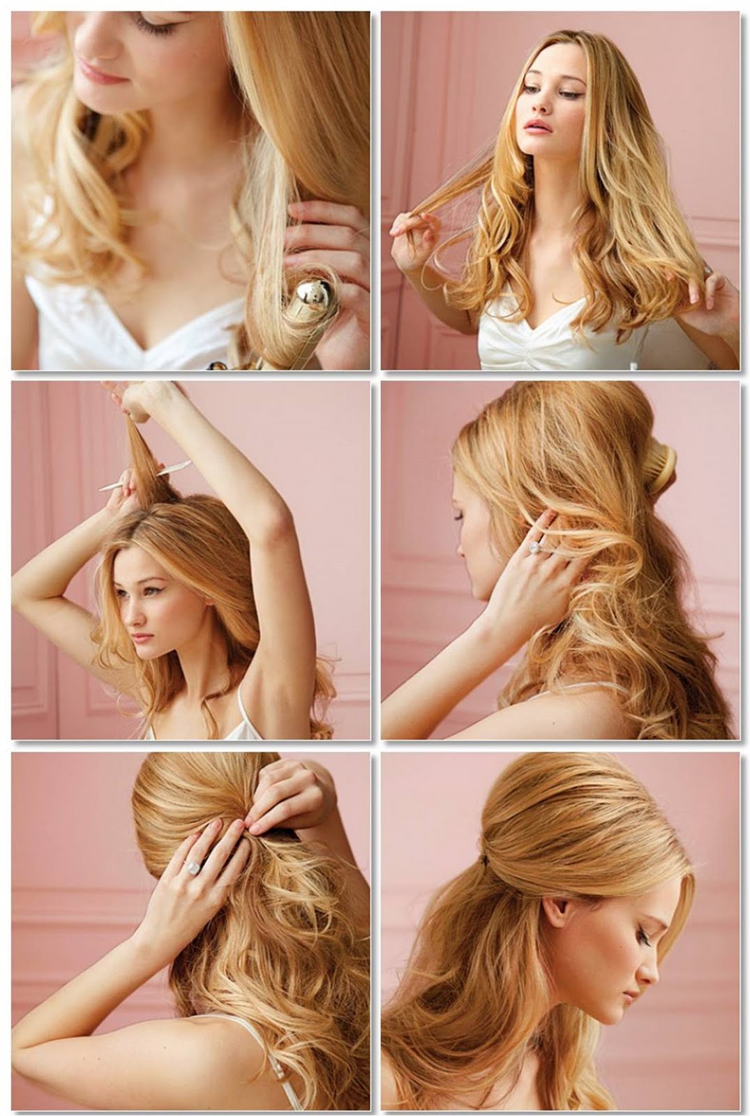 Elegante Frisuren Einfach Gemacht Für Lange Und Blonde Haare, Die Macht Frauen Sehen Eher Fröhlich Und Schön