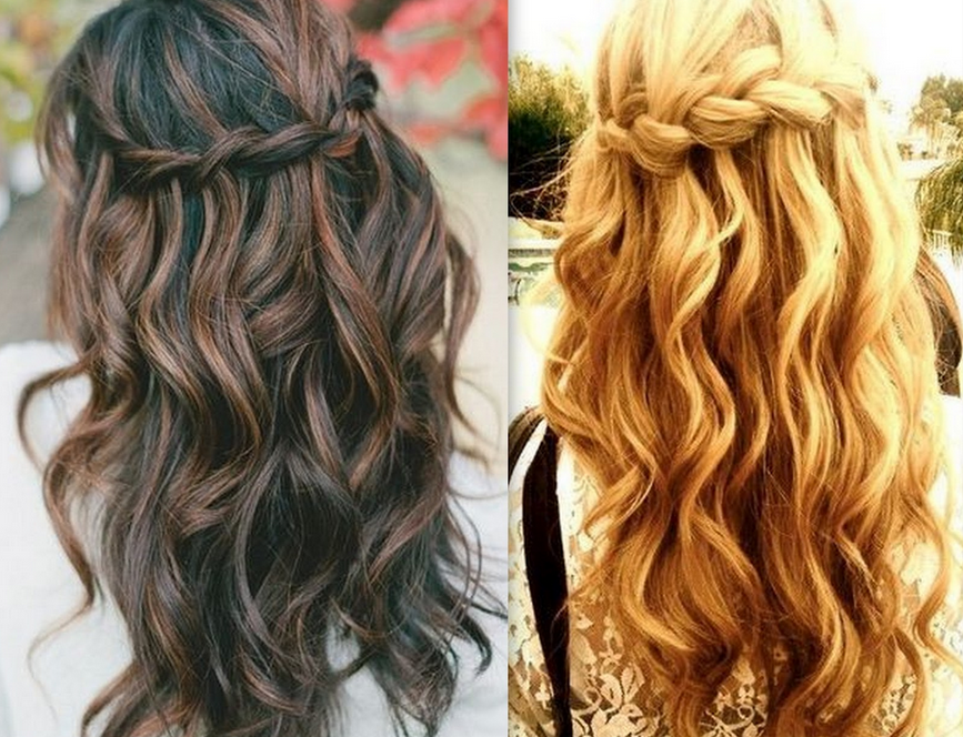 Frisuren Hochzeit Für Lange Gewellte Haare Mit Zöpfen An Der Spitze, Und Da...