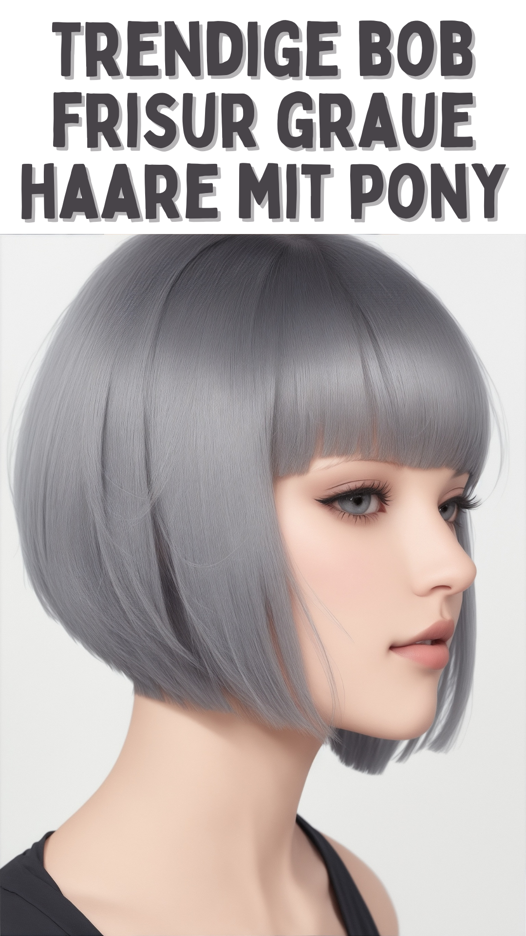 Trendige bob frisur graue haare mit pony