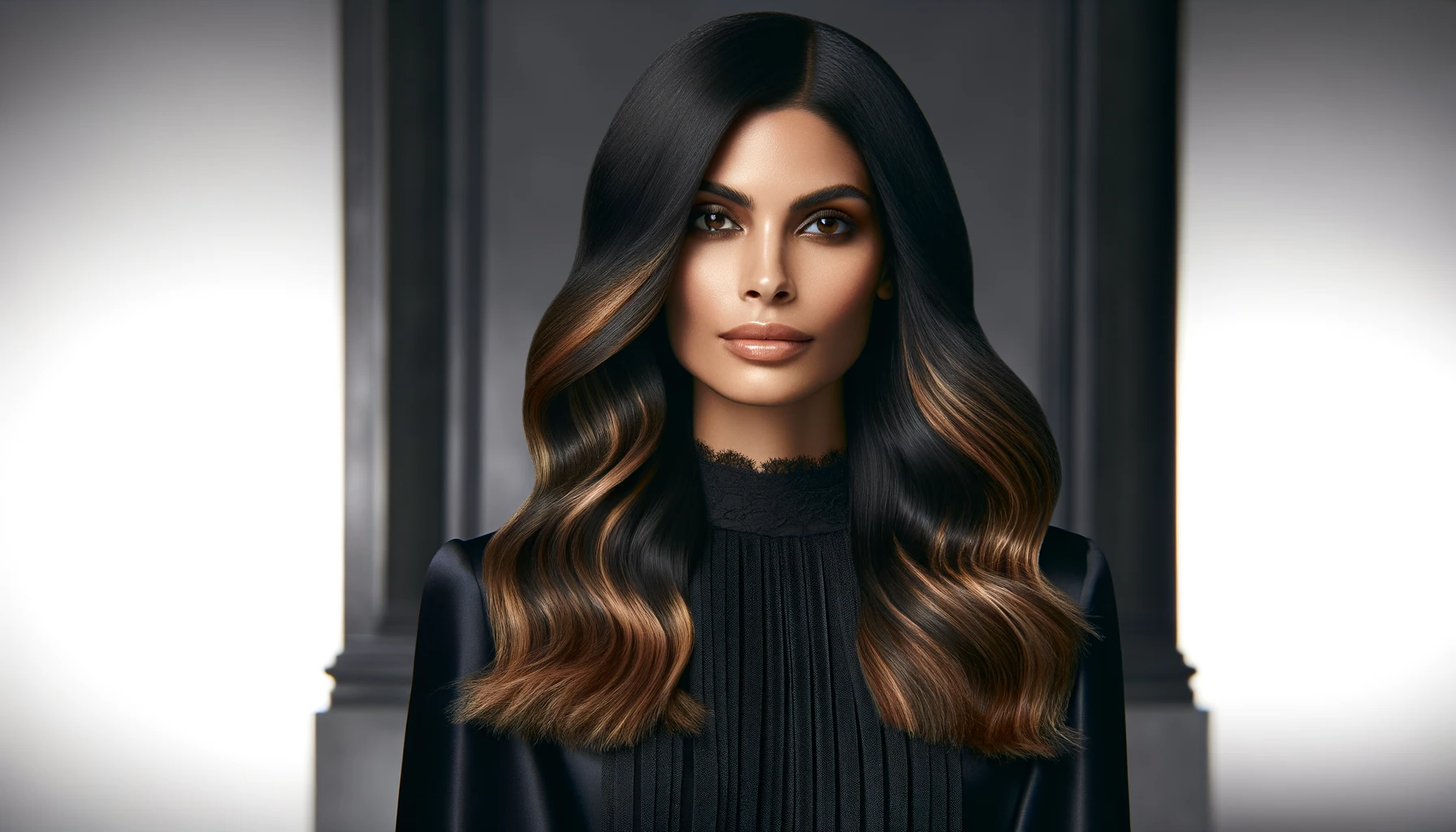 balayage schwarzes haar