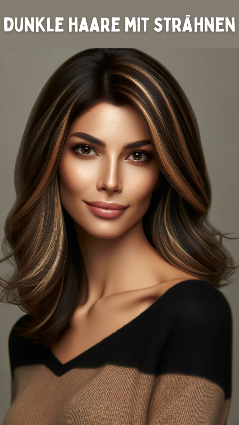 Strahlend Schöne Haare Dunkle Haare mit Strähnen Perfekt in Szene Gesetzt Frisur Ideen