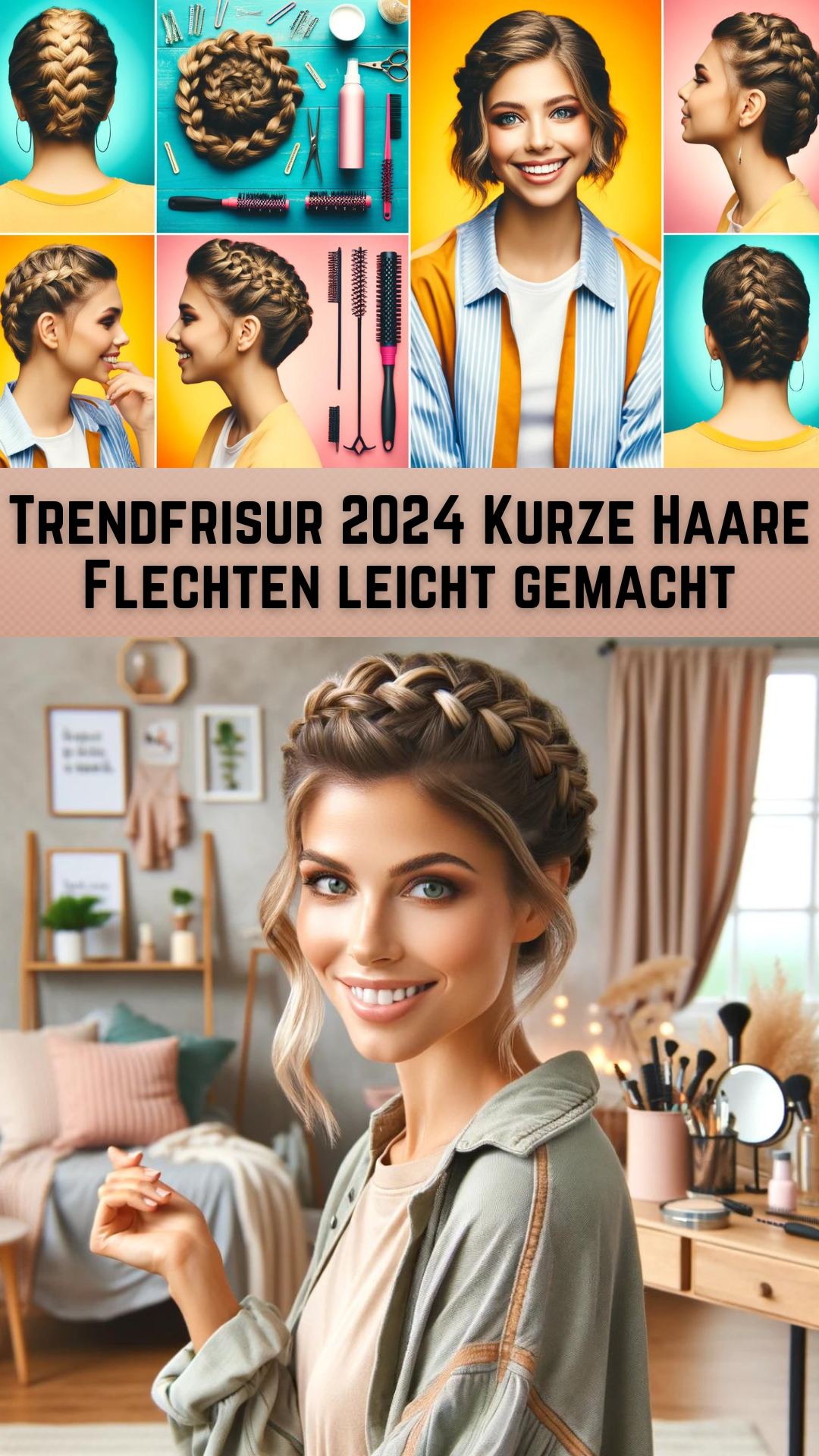 Trendfrisur 2024 Kurze Haare Flechten leicht gemacht