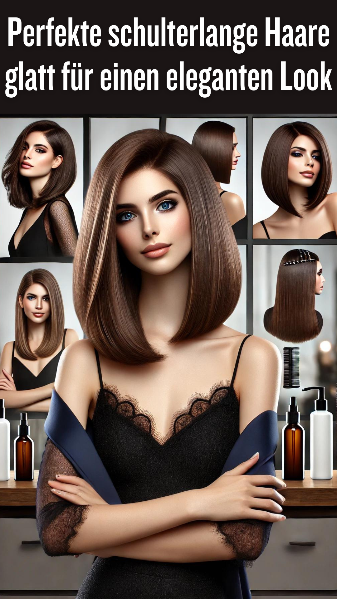 Perfekte schulterlange Haare glatt für einen eleganten Look