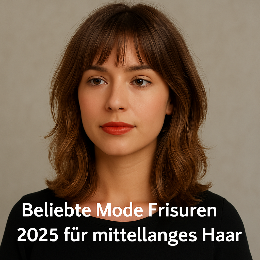 Beliebte Mode Frisuren 2025 für mittellanges Haar mit Pony