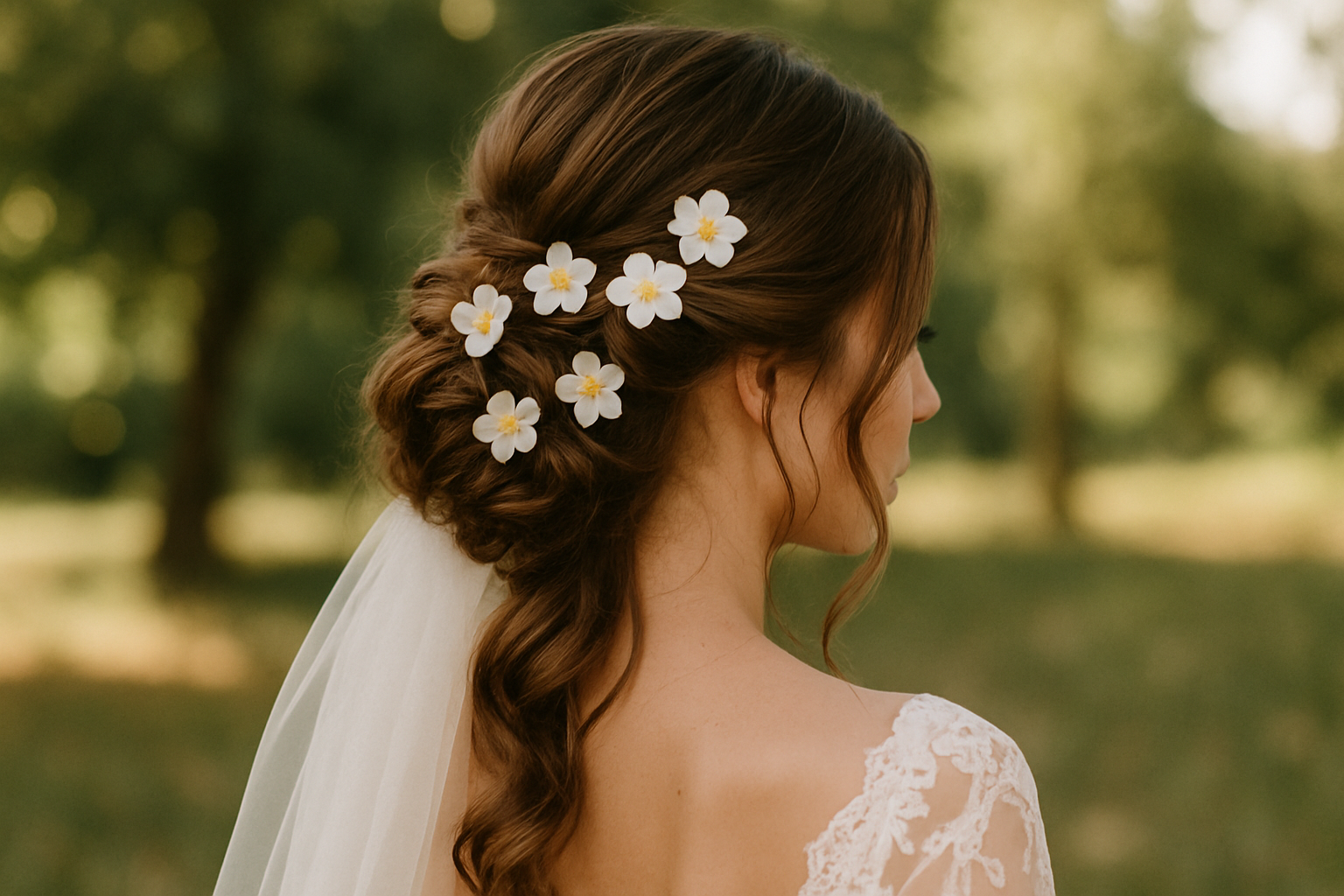 Diese Blumenklammern Frisur für Hochzeit bringt alle zum Staunen