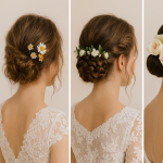 Romantische Dutt Frisur Hochzeit mit Blumen die jede Braut verzaubert