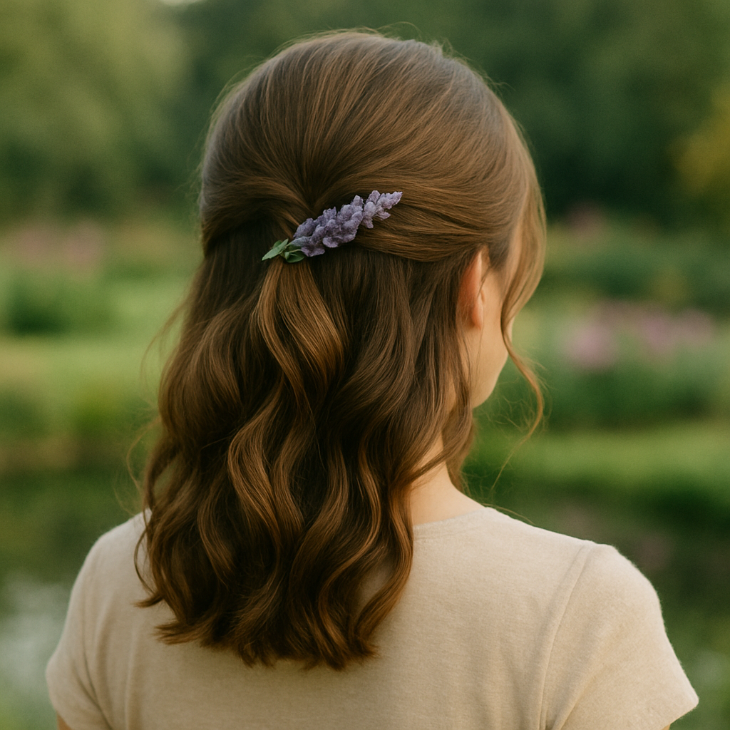 🌼 Half-Up mit Blumen – süß, lässig, perfekt für warme Tage