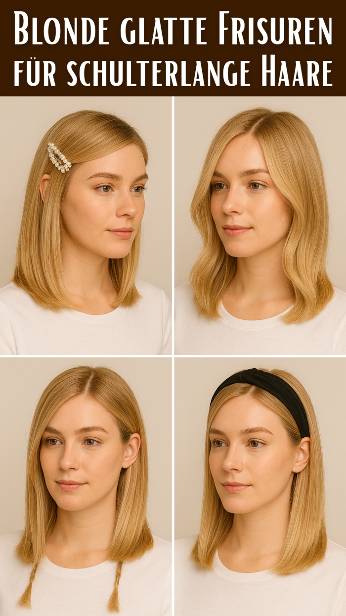 Blonde glatte Frisuren für schulterlange Haare
