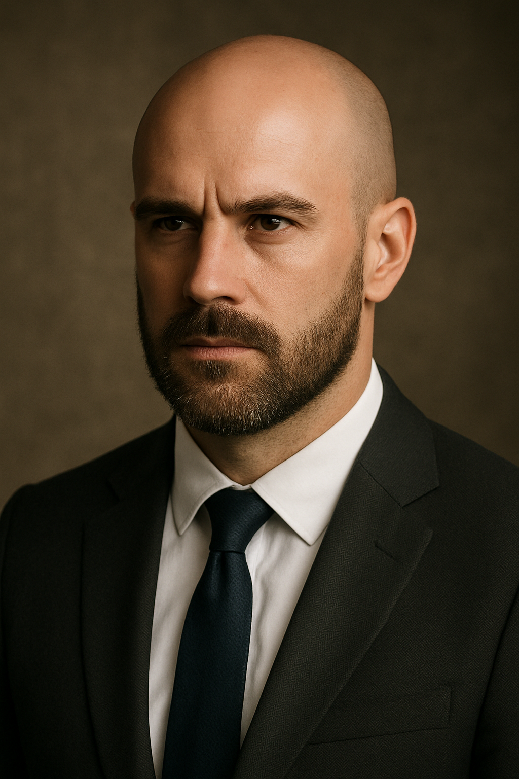 Gepflegter kurzer Vollbart mit Glatze 🧼👨‍💼