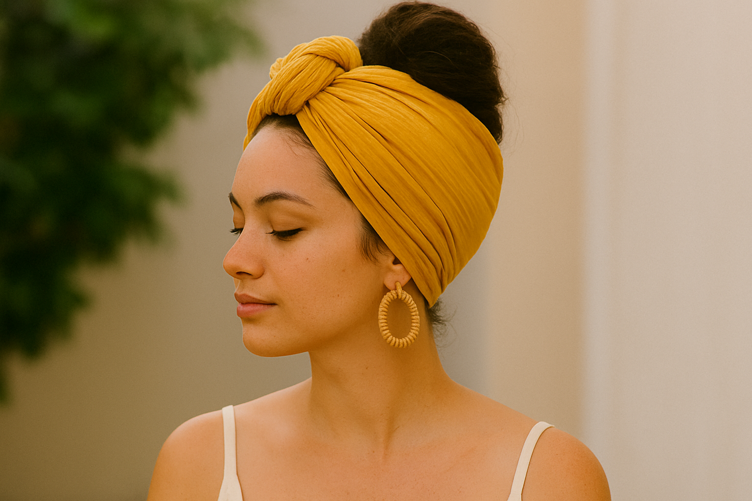 Haartuch binden mit voluminösem Dutt