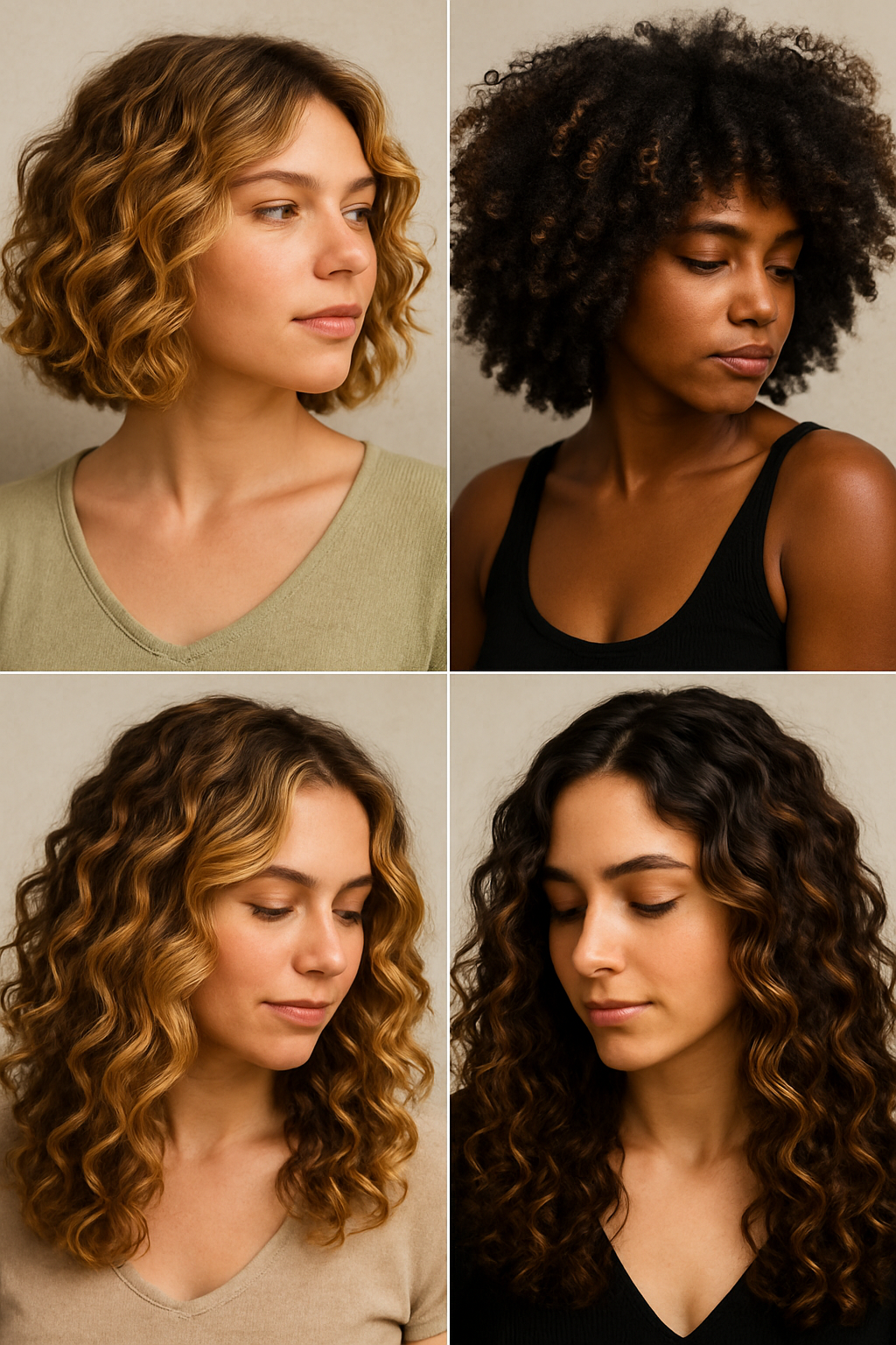 create portrait image about point 📸 Ideen und Looks für Balayage bei Locken without text, use corousel or collage image style about all of ideas