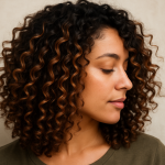 Sanfte Balayage Highlights für lockige Haare die deinen Look sowas von boosten