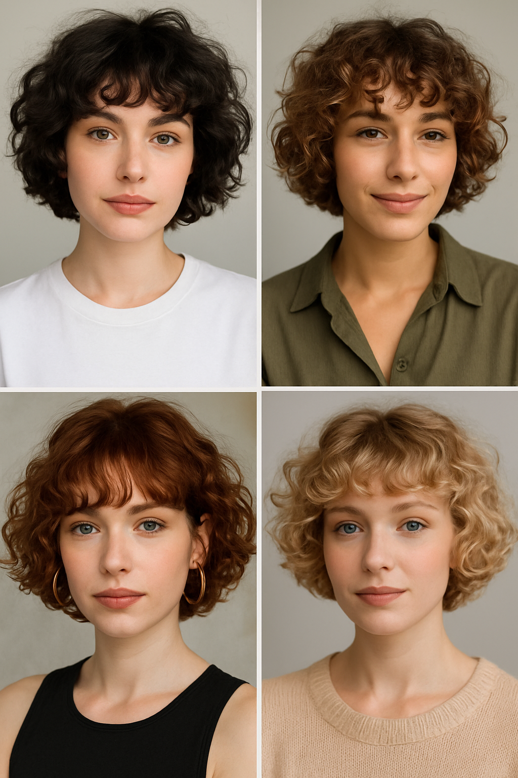 Varianten der Bob Frisur Locken kurz mit Pony ✂️