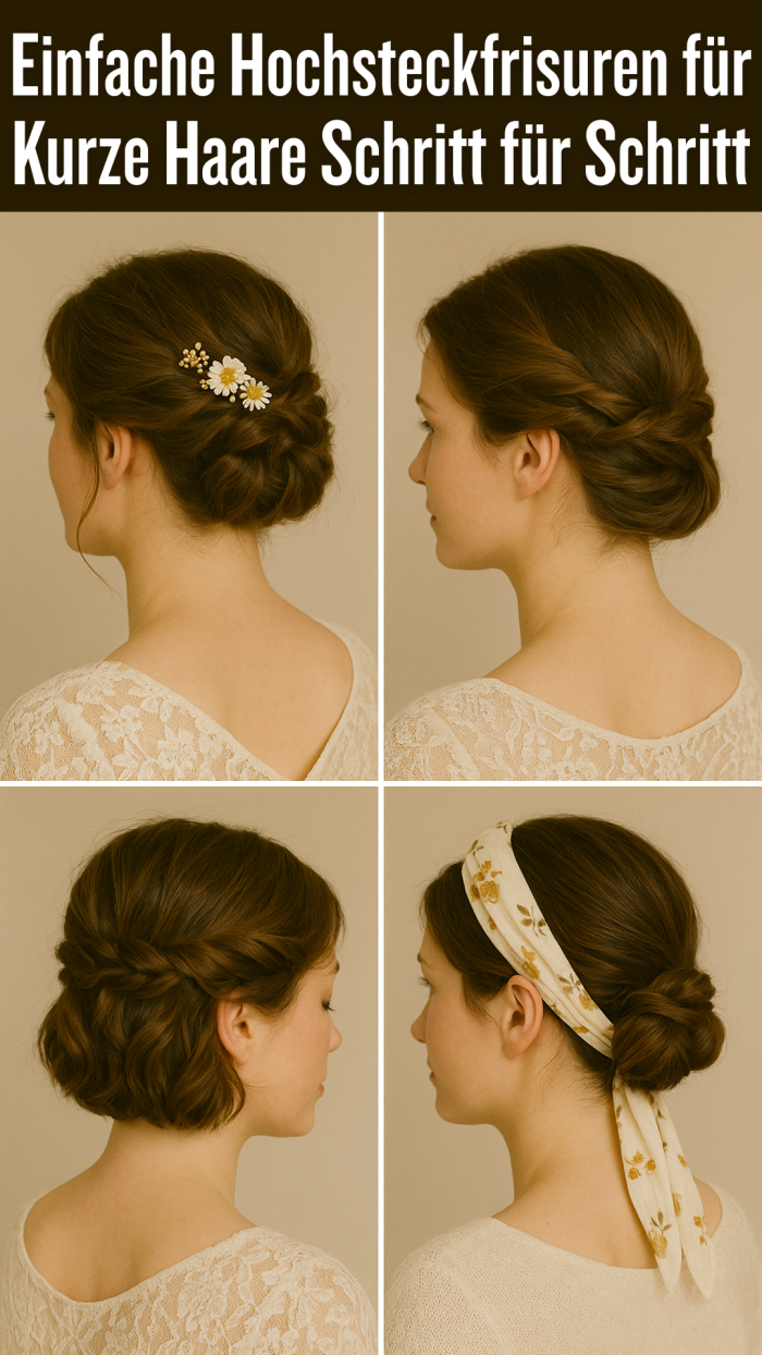 einfache Hochsteckfrisuren für kurze Haare Schritt für Schritt