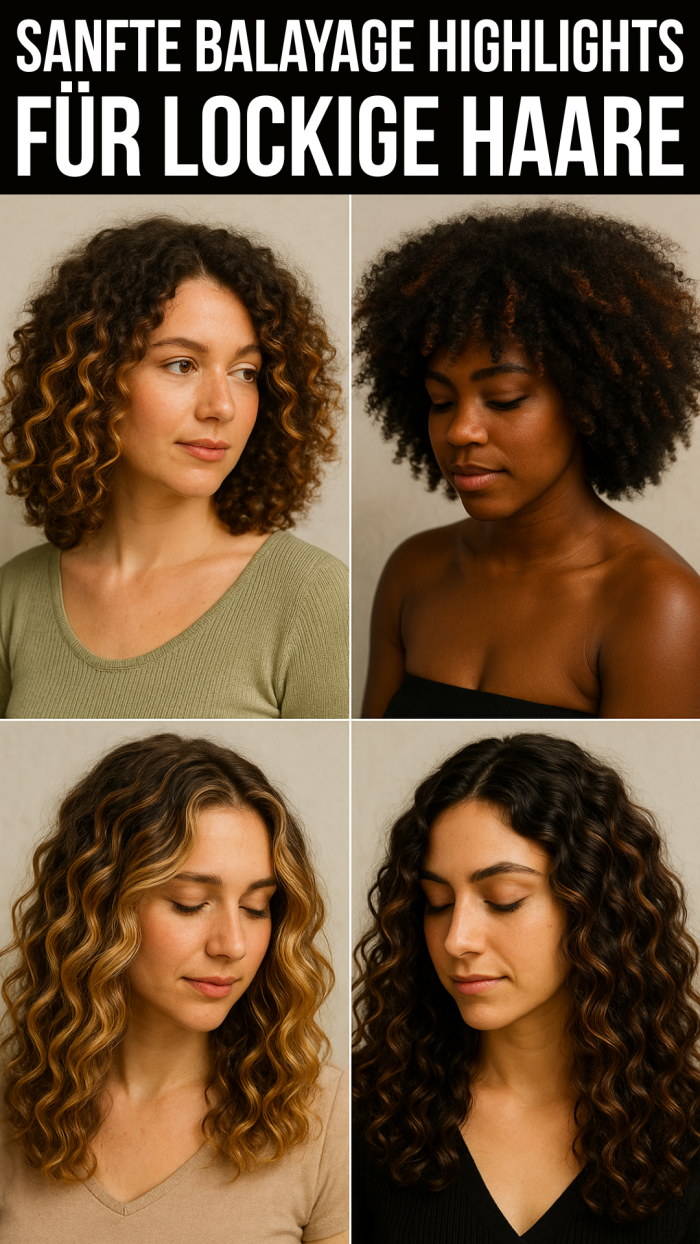 sanfte Balayage Highlights für lockige Haare