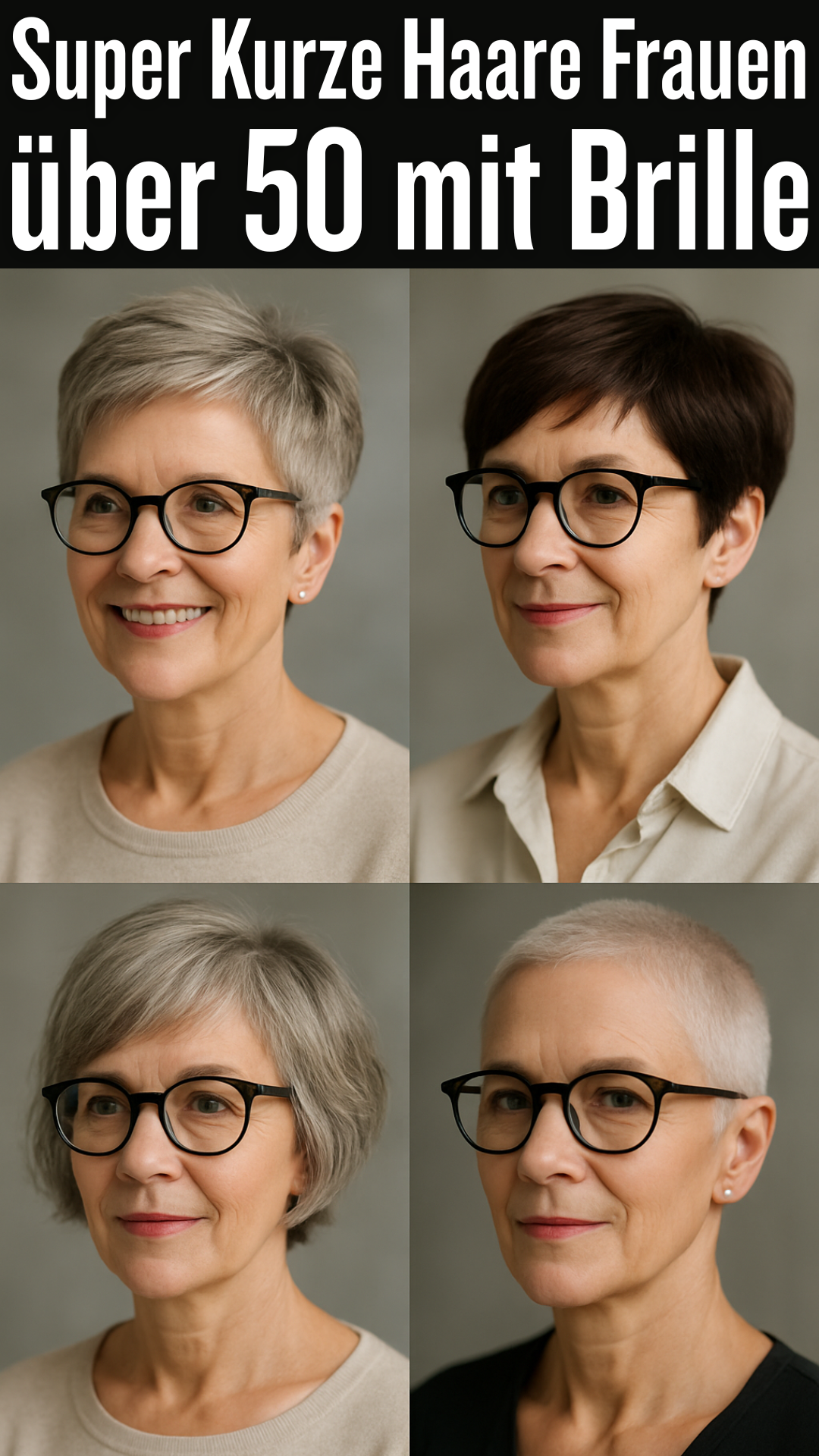 super kurze haare frauen über 50 mit brille