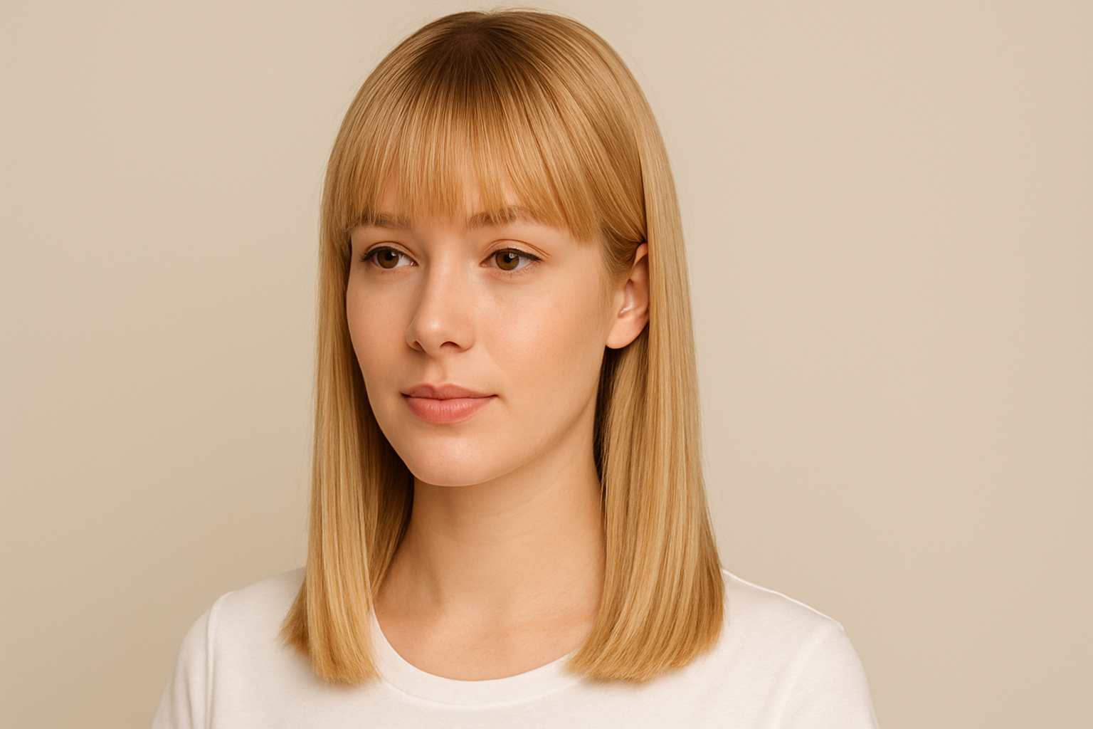 🎀 Glatte Frisuren mit Pony für schulterlange blonde Haare