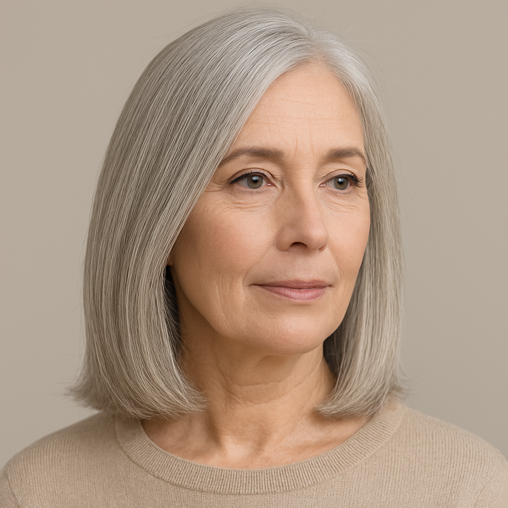 🔹 Klassischer Longbob – schlicht und elegant