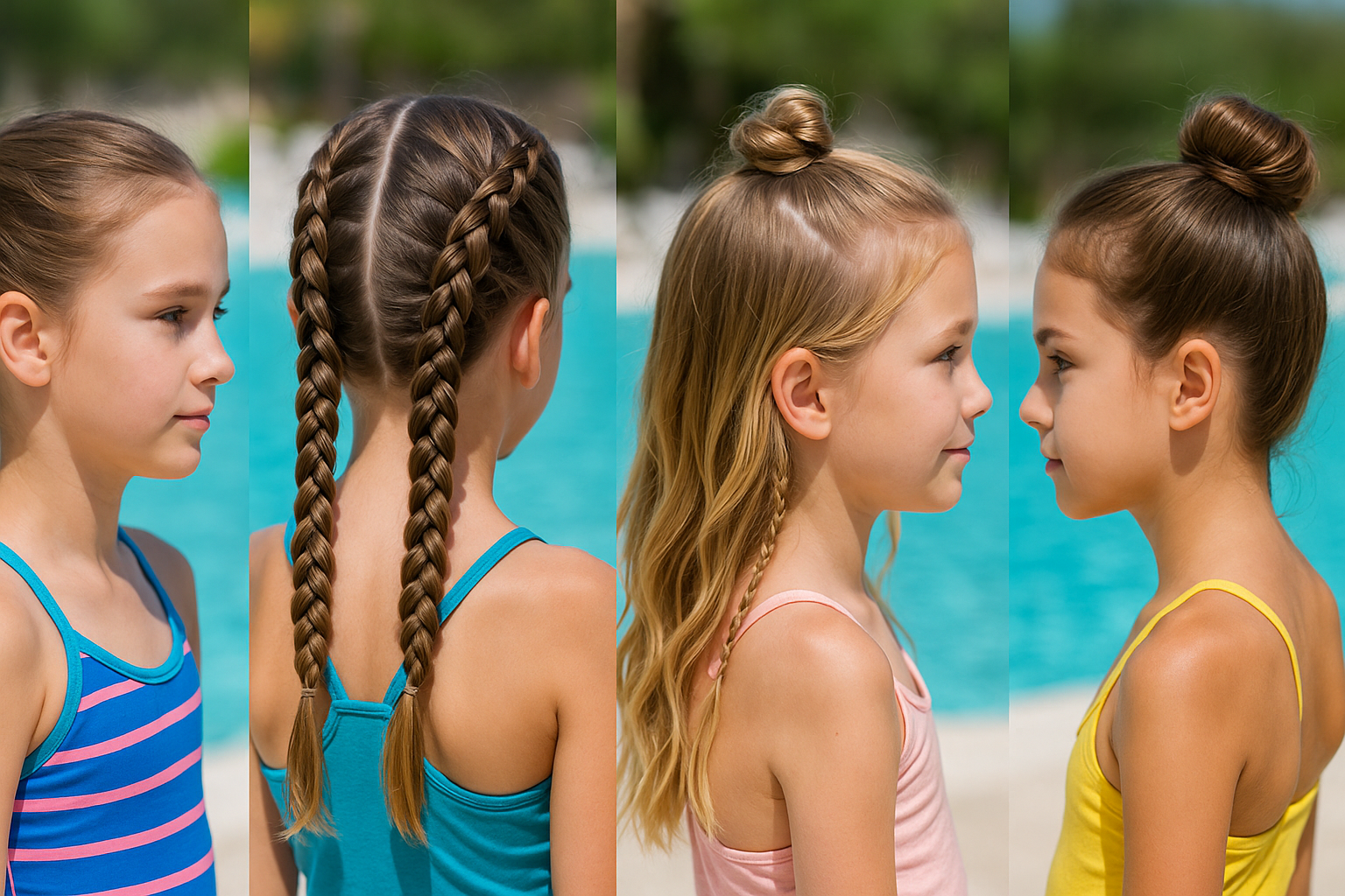 Diese einfachen Schwimmbad Frisuren für Mädchen machen jeden Sommertag perfekt