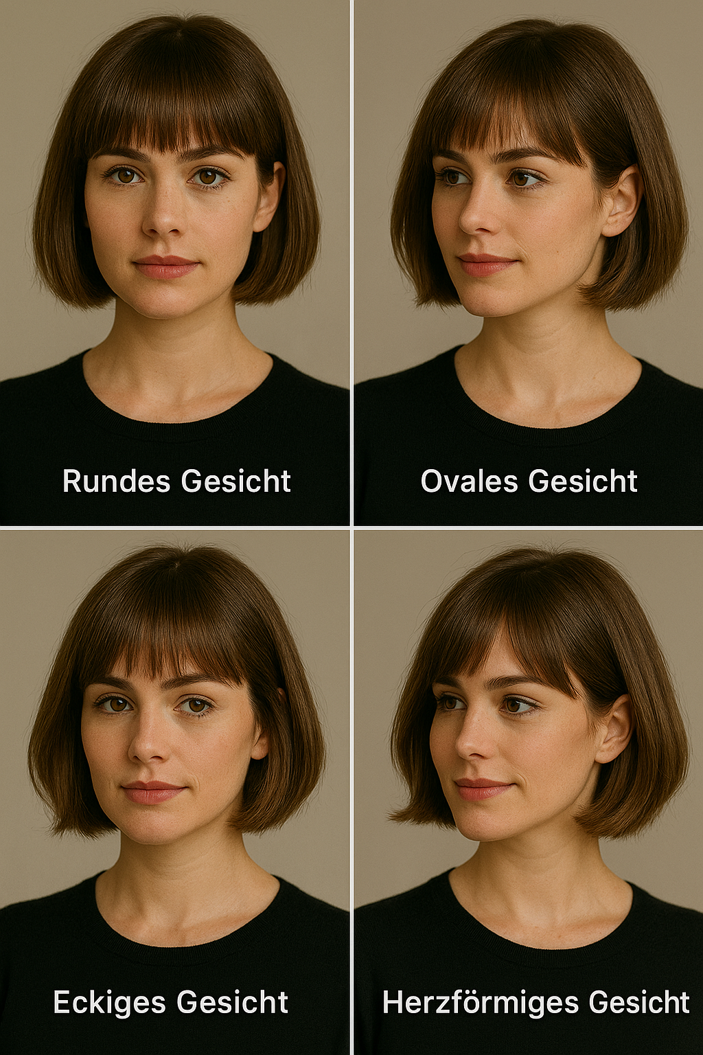 Bob Frisur Dunkelblond mit Pony passend zu deiner Gesichtsform 👩