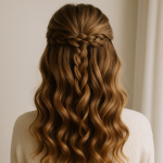 Halb offene Frisur geflochten mit Locken – der Look der dir Komplimente ohne Ende bringt
