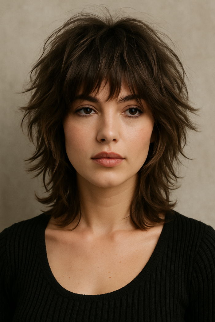 7. Shaggy Mittellang – Der moderne Shag Cut