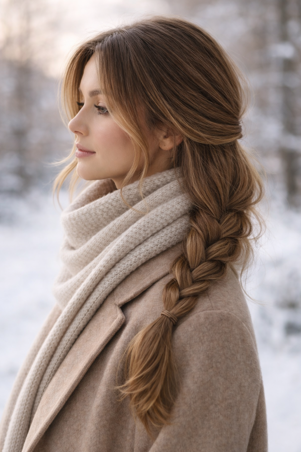 13 Winter Frisuren ohne Hitze Der niedrige Seitenzopf