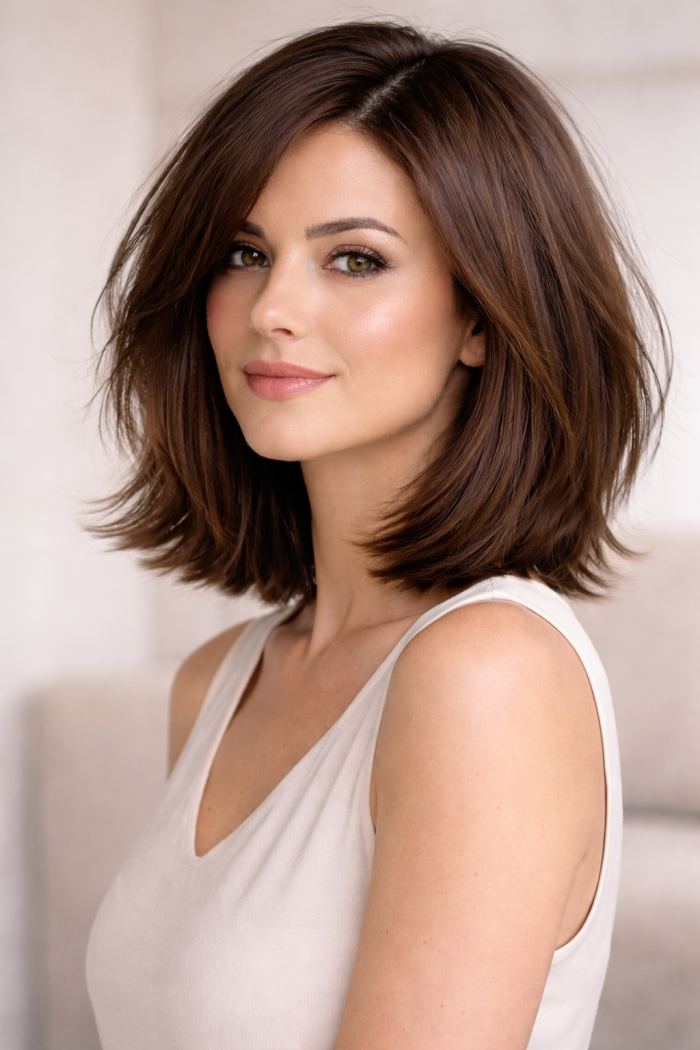 Platz 1 – Der moderne fransige Bob für dickes Haar