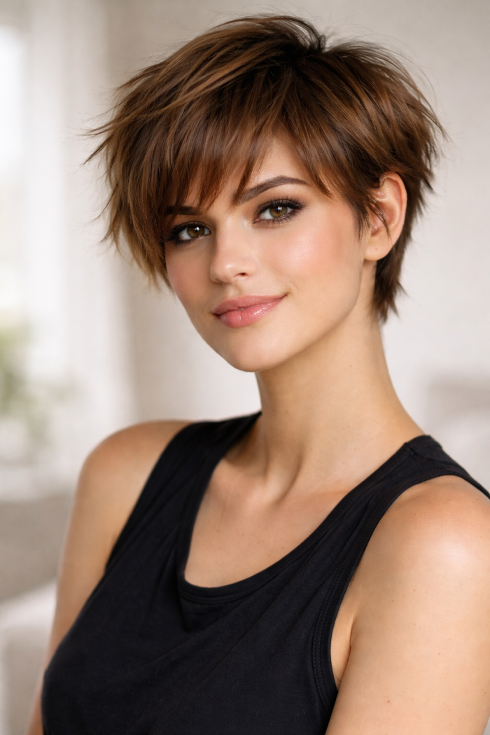 Platz 2 Der fransige Kurzhaarschnitt mit Pony