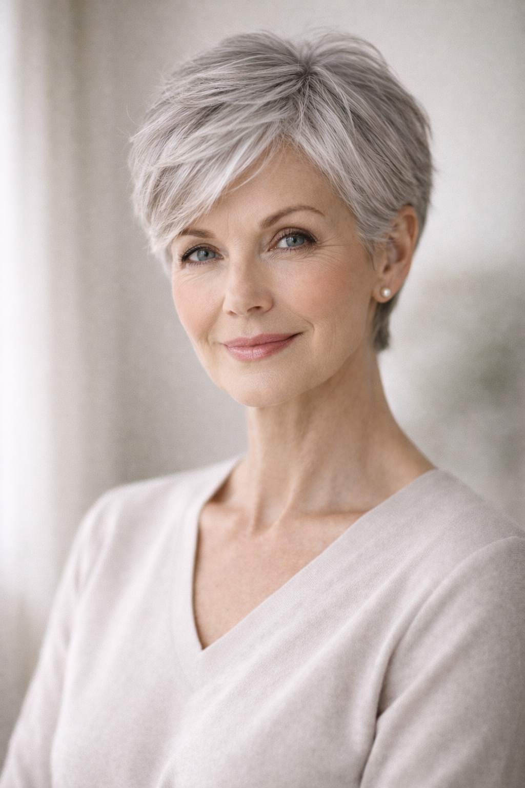 Platz 2 Moderner Pixie Cut als Highlight für kurze graue frisuren ab 60 mit Frischeeffekt