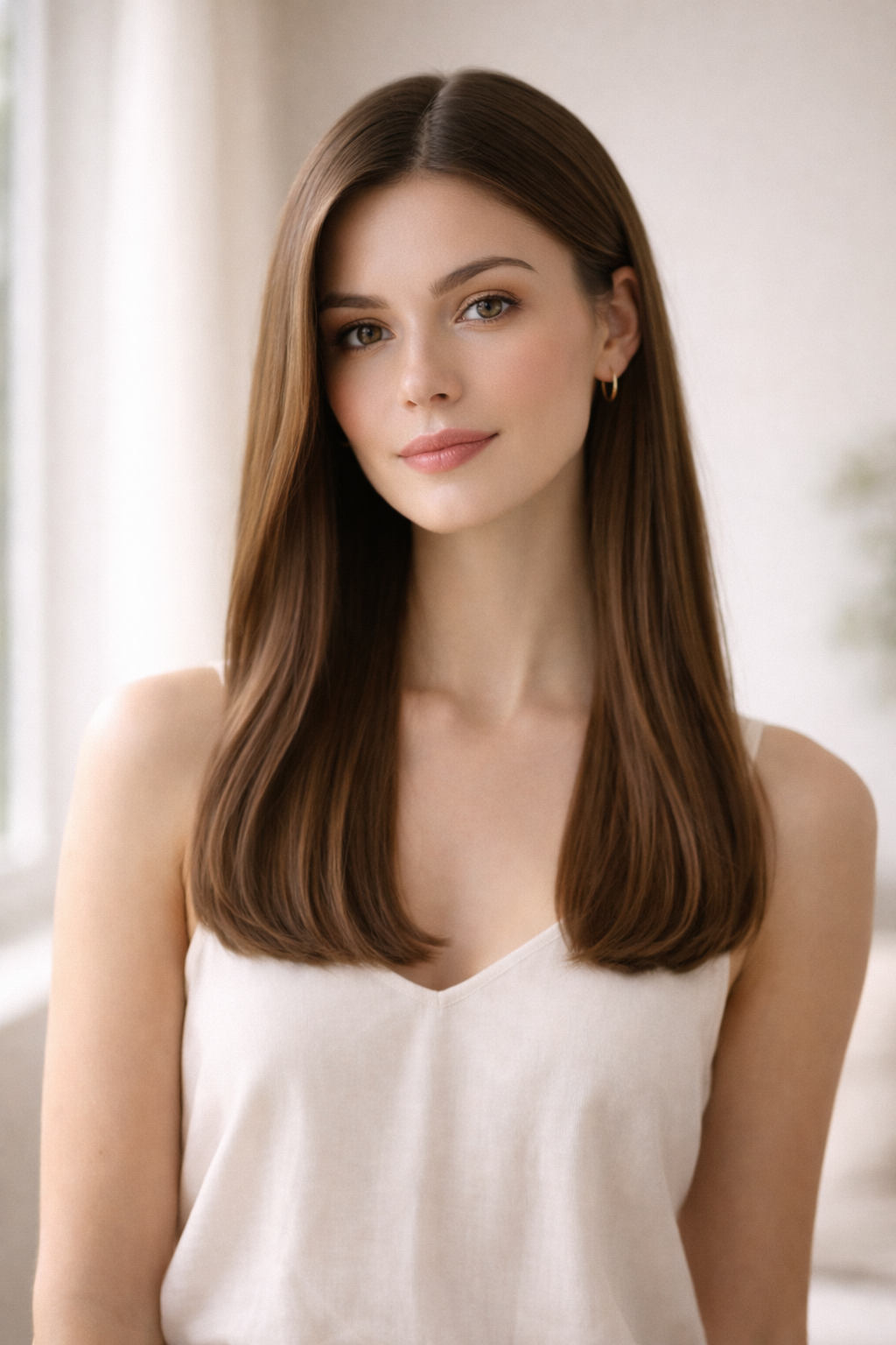 Platz 2 Schöne Haare Frisuren Aesthetic mit sleekem Mittelscheitel