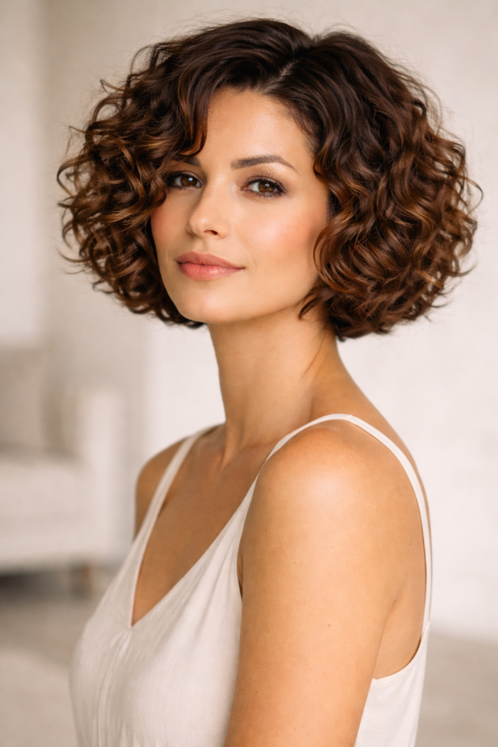 Platz 3 Der kurze Bob für lockige Haare mutig und charakterstark