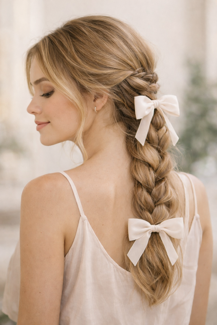 Top 3 Schleifen Frisur mit Zopf verspielt und trendig