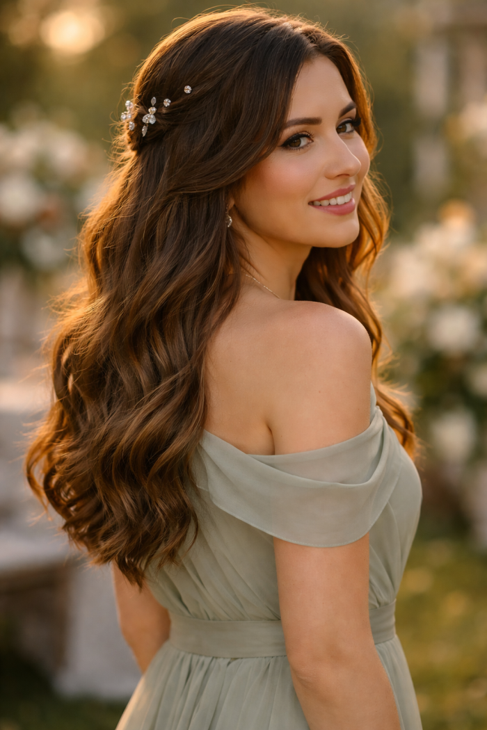 Platz 1 Brautjungfern Frisuren mit romantischen Wellen für einen traumhaften Look