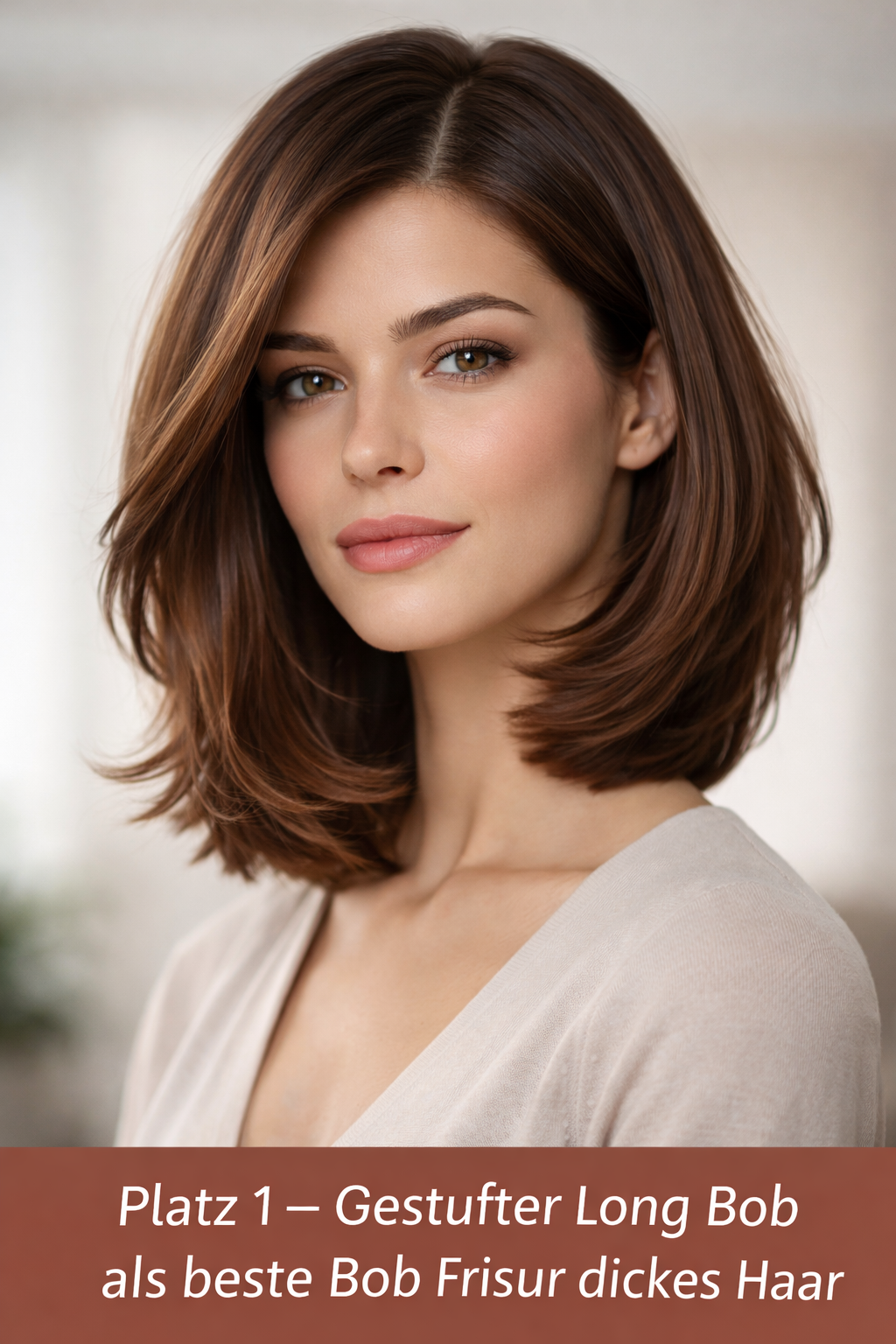 Platz 1 – Gestufter Long Bob als beste Bob Frisur dickes Haar