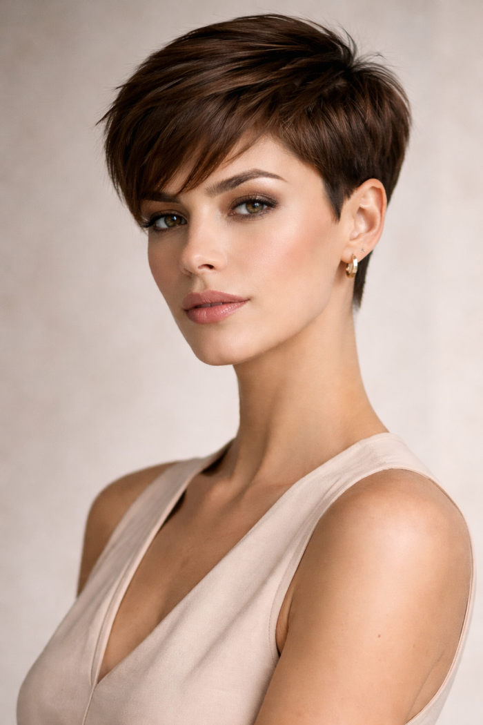 Platz 1 – Klassische kurze Pixie Haarschnitte mit klarer Struktur