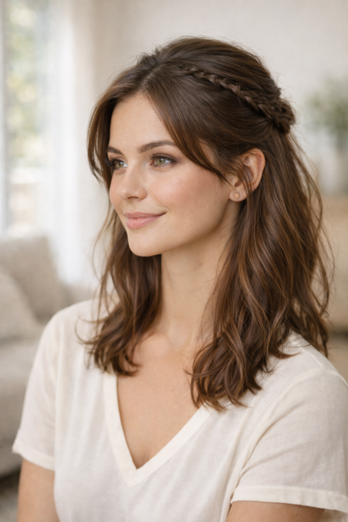 Platz 2 Frisur halb offen mit Flechte modern und feminin