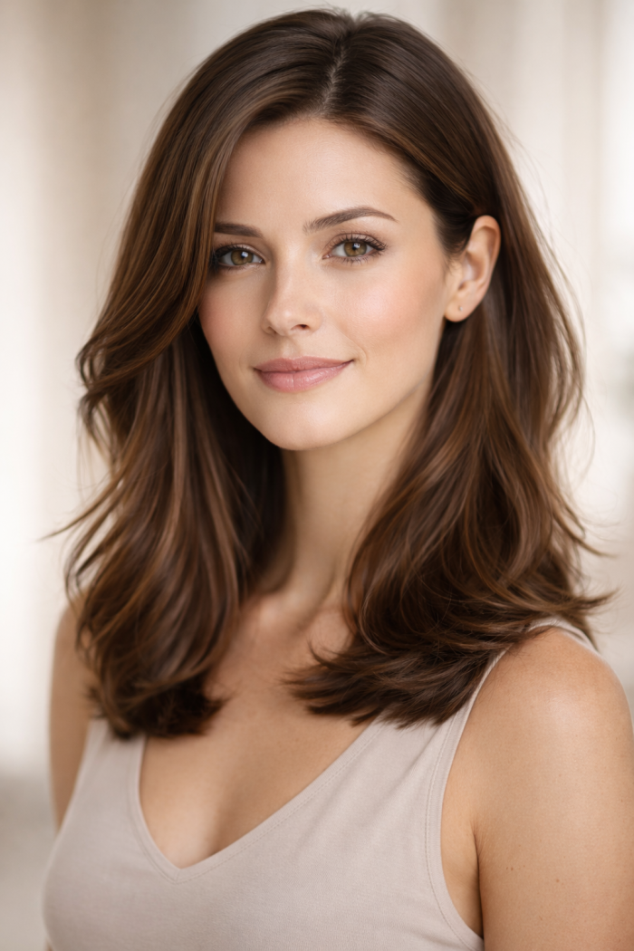 Platz 2 Schulter lange Haare Frisuren mit Seitenscheitel elegant und wandelbar