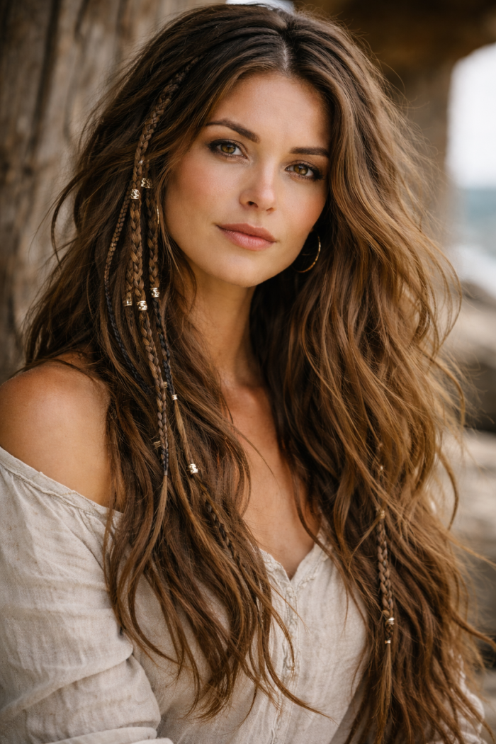 Platz 2 – Piraten Frisur Damen mit Flechtelementen und Struktur