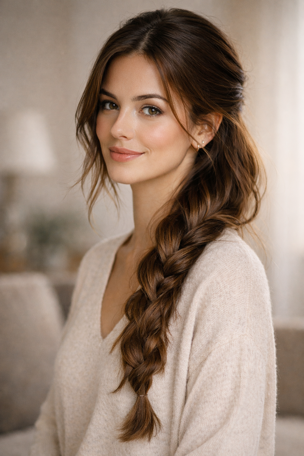 Platz 3 Frisuren lange Haare Alltag als lockerer geflochtener Zopf