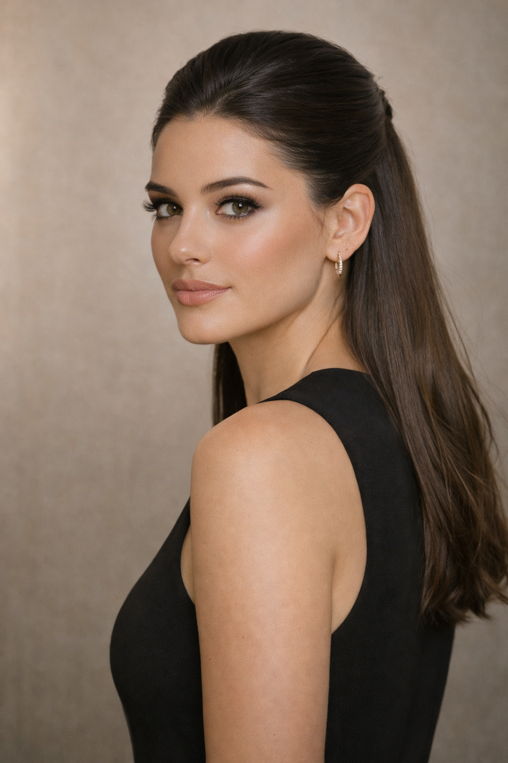 Platz 3 Halboffenen Frisuren mit modernem Sleek Finish für minimalistischen Chic