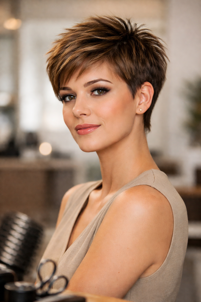 Platz 1 Kurzhaarschnitt für feines Haar Der strukturierte Pixie Cut mit Volumen