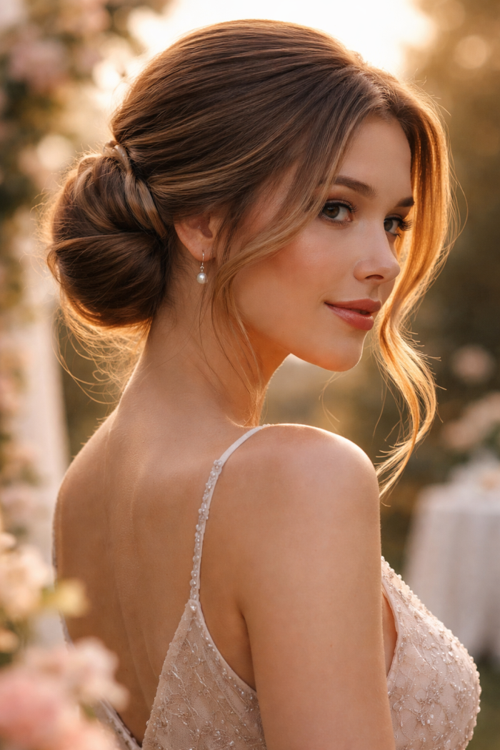 Platz 1 frisur frisuren hochzeit gast einfach Der lockere Low Bun mit Twist