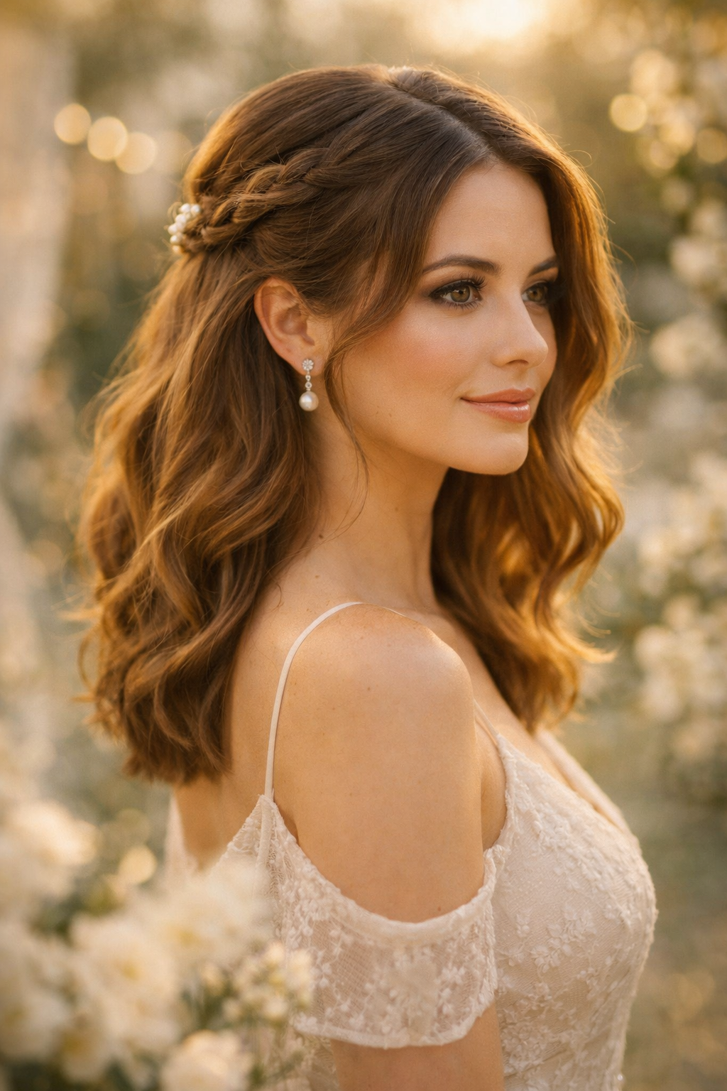 Platz 1 frisur hochzeitsgast mittellang Der romantische Half Up Look