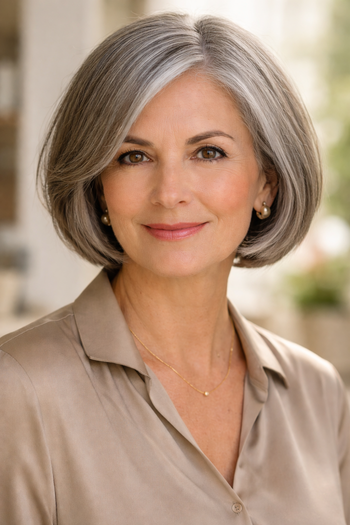 Platz 1 frisuren für ältere frauen mit modernem Bob der sofort Frische ins Gesicht bringt