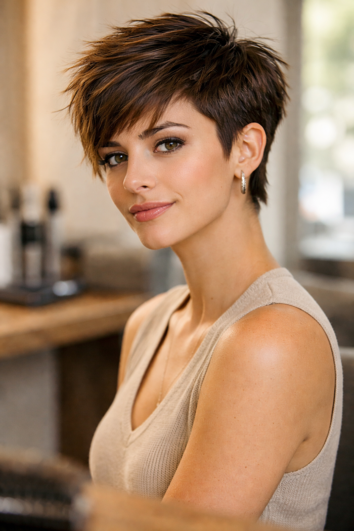 Platz 1 gestufte haare kurz mit modernem frechen Pixie Schnitt