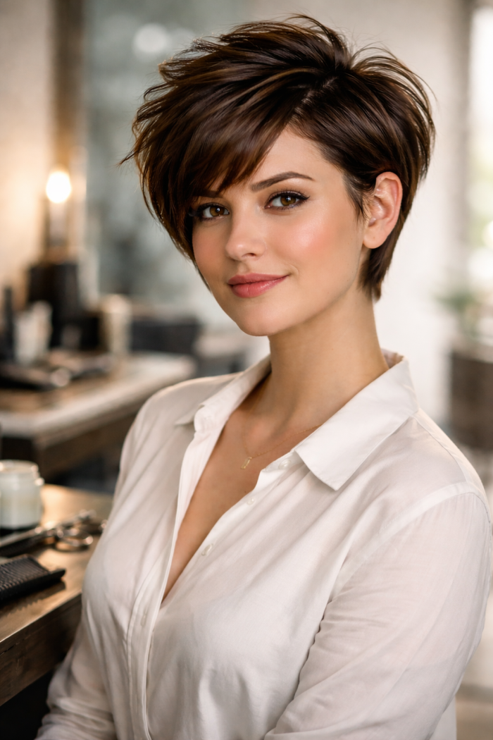 Platz 2 Frisur kurz rundes Gesicht Der freche Pixie Cut mit Volumen