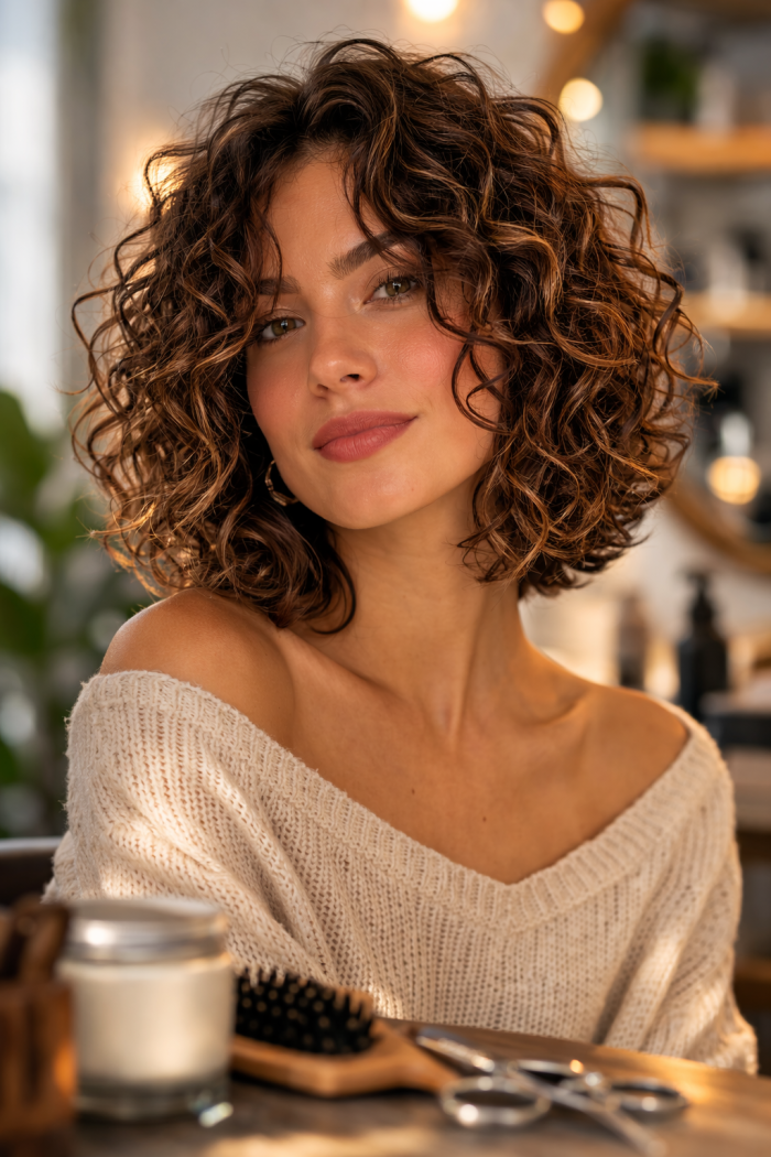 Platz 2 Schöne Frisuren für lockige Haare mit dem lockigen Bob