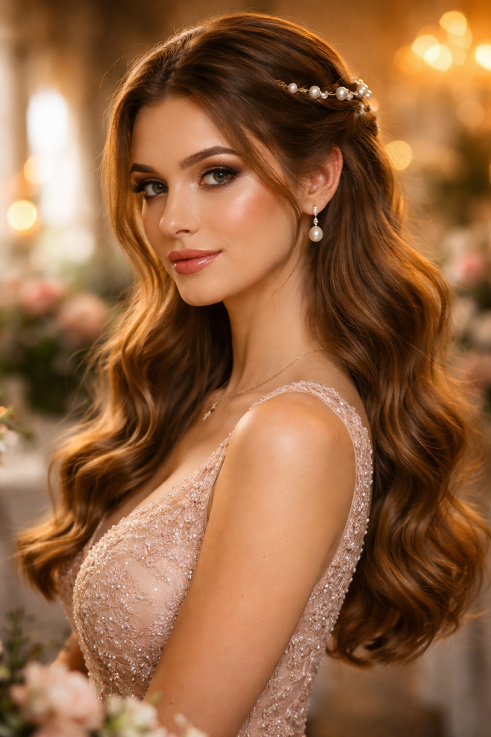 Platz 2 abiball frisuren Der romantische Half Up Look mit Details