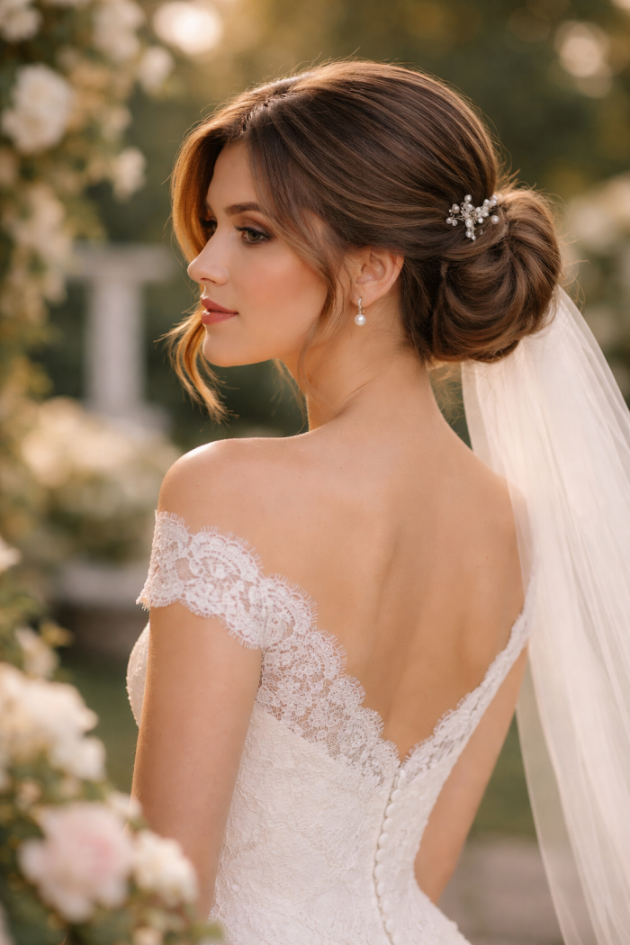 Platz 2 brautfrisur schulterlange haare Der elegante Low Bun